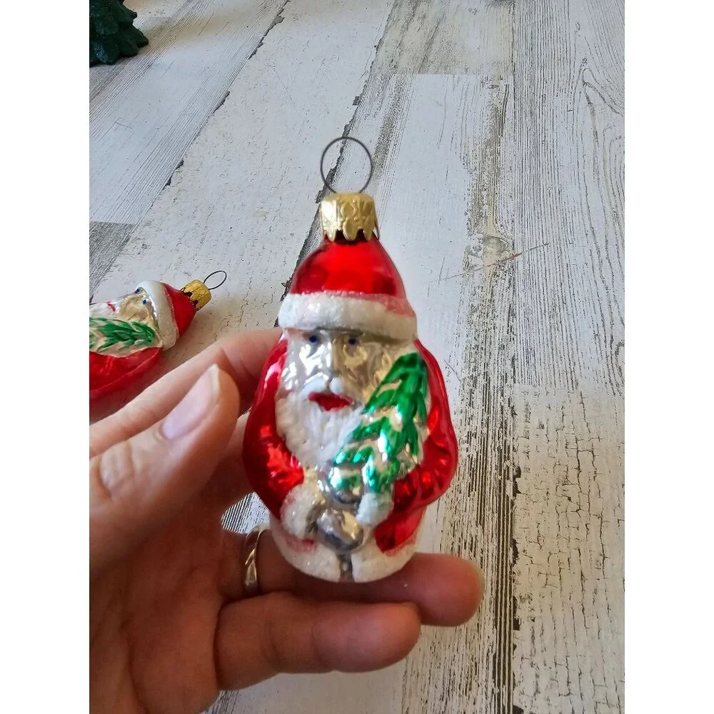 Vintage West Germany Santa tree‎ Glass Mercury ornament figural Xmas tree